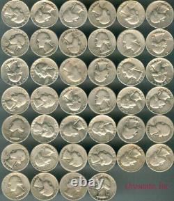 $10 40 Coins Roll 90% Silver Coin Washington Quarters