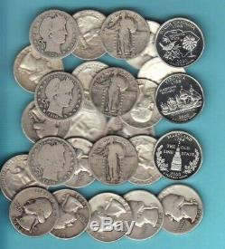 $10 Face 90% SILVER Quarte ROLL Barber STANDING LIBERTY Washington PROOF