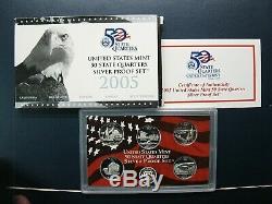 (12) 2005 90% Silver United States Quarter Proof Sets With COA