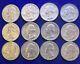 12 Washington Silver Quarters mixed dates. Beautiful Coins