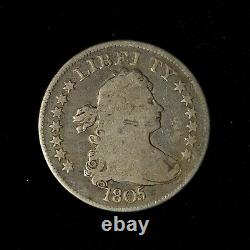 1805 25c Draped Bust Silver Quarter Dollar United States Early Type Coin