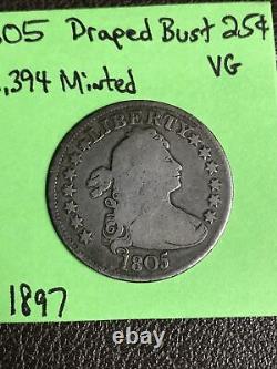 1805 United States Draped Bust Quarter Dollar Rare Type Coin VG Very Good