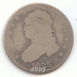 1825/4/2 Capped Bust Quarter, Problem Free AG, Clear Date