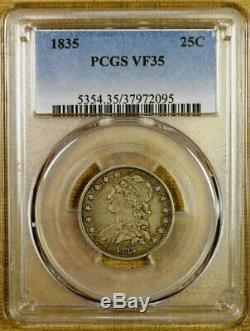 1835 B-5 Middle Die State PCGS VF35 Bust Quarter