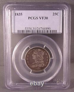 1835 P United States Bust Silver Quarter Pcgs Graded Vf30