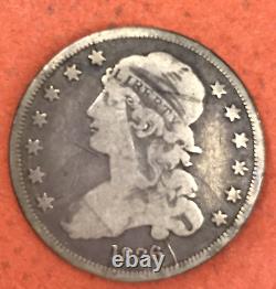 1836 Capped Bust Quarter 25c with DIE CRACK From about 11 to 5 o'clock (obverse)