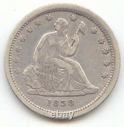 1838 Seated Liberty Quarter, Sharp XF-AU Details