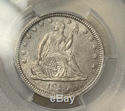 1857 25c PCGS MS-61 Seated Liberty Quarter Mint State Beautiful Lustrous Coin