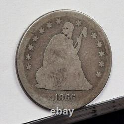 1866-S Liberty Seated Quarter AG/Good (#55416-L)