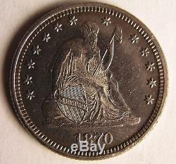 1870 Quarter Dollar Choice Uncirculated Rare in Business Strike Mint State