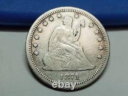 1871 Seated Liberty Silver Quarter Scarce Date