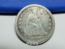 1871 Seated Liberty Silver Quarter Scarce Date