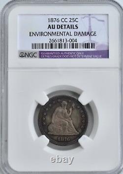 1876 CC Seated Quarter Dollar Silver 25c NGC AU Details United States