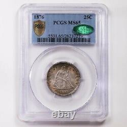 1876 Seated Liberty 25C PCGS CAC Certified MS65 Mint State Graded Silver Quarter