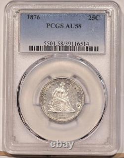 1876 Seated Liberty Quarter Almost Uncirculated PCGS AU 58