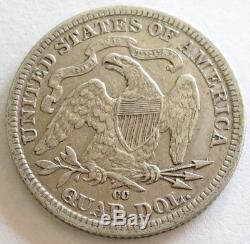 1877 CC Silver United State Seated Liberty Quarter Coin Extremely Fine Condition