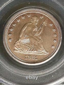 1881 Seated Liberty Quarter 25C PCGS Mint State MS 63 RARE Low Mintage Key