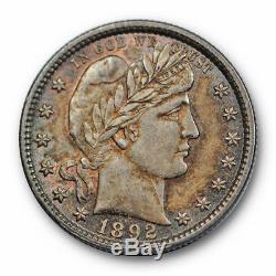 1892 25C Barber Quarter Uncirculated Mint State Toned Beauty #3657