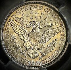 1892 Barber Quarter, PCGS MS62, First Year Mint State, Toned Reverse