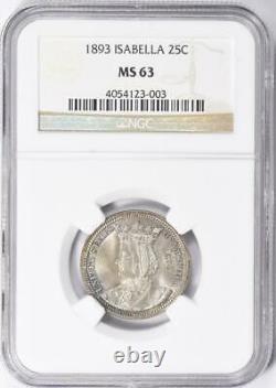 1893 Isabella Commemorative Silver Quarter Dollar NGC MS-63 Mint State 63