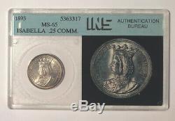 1893 Isabella Quarter Silver United States Commemorative Old Time Slab GEM