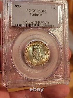 1893 Isabella Silver Commemorative Quarter PCGS MS65 -MONSTER ORIGINAL TONING