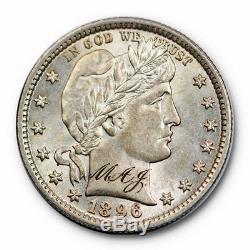 1896 25C Barber Quarter Uncirculated Mint State Initialed #10442