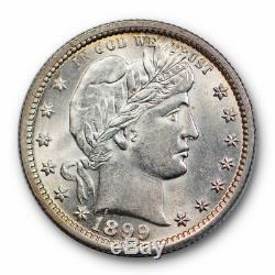 1899 25C Barber Quarter Uncirculated Mint State Liberty Head #2802