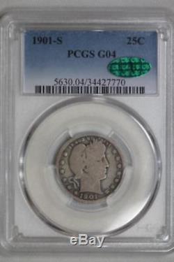 1901 S Silver Barber Quarter G04 PCGS CAC United States Mint 25c Coin