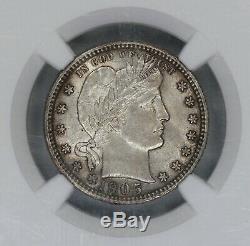 1905 Barber Quarter 25c Silver Ngc Certified Ms 61 Mint State Uncirculated (002)