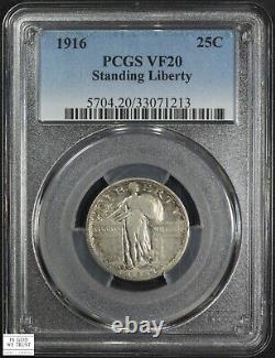 1916 Standing Liberty Silver Quarter 25C PCGS VF 20