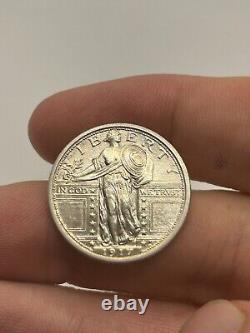 1917-D Type 1 Standing Liberty Quarter Looks AU+ FH! Very Rare Type Coin