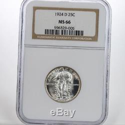 1924-D Standing Liberty 25C NGC Certified MS66 Mint State 66 US Silver Quarter
