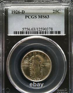 1926-D Standing Liberty Quarter 25c PCGS Mint State MS 63 White Lusterous