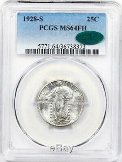 1928-S PCGS MS-64 Standing Liberty Quarter, Full Head, Mint State 64 FH CAC