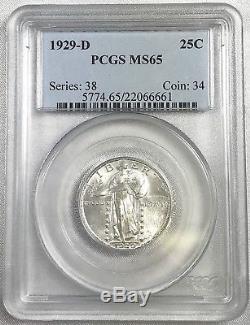 1929-D 25C United States Standing Liberty Silver Quarter Graded PCGS MS65