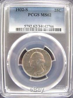 1932-S 25¢ Washington Quarter MS62 PCGS Mint State 62