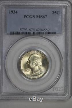 1934 Silver Washington Quarter MS67 PCGS United States Mint 25c Coin