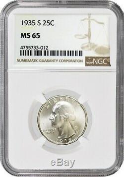 1935 S 25C Silver Washington Quarter NGC MS65 Gem Uncirculated Mint State Coin