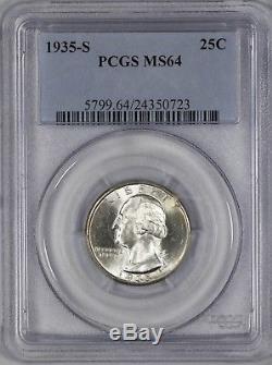 1935 S Washington Quarter 25c Pcgs Certified Ms 64 Mint State Unc (723)