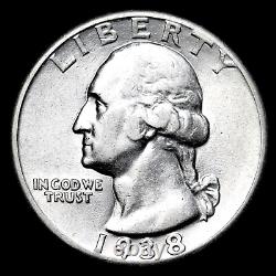 1938 Washington Silver Quarter Brilliant Uncirculated Scarce! Free Shipping