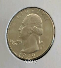 1939 S Uncirculated Washington Quarter Mint State Silver 90% -Rare-