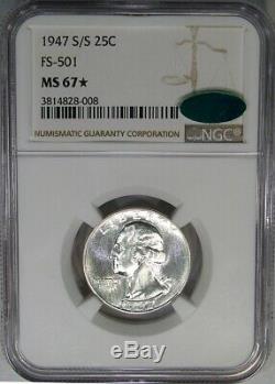 1947-s/s 25c Ngc / Cac Ms67 RPM Fs-501 Washington Rare Early Die State