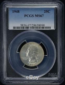 1948 Washington Quarter 25c Pcgs Certified Ms 67 Mint State Unc (090)