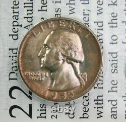 1955 D Washington Quarter BU Toned 90% Silver