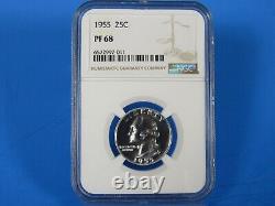 1955 to 1964 P, 10-Coin Set, Washington Quarters NGC Pf 68 Very Nice Set