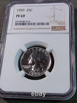 1959 25c Silver Proof Washington Quarter NGC PF 69