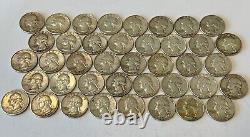 1961-1964 Washington Quarters 90% Silver 40 Coin Roll F AU