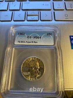 1963 Washington Quarter Type B Reverse Variety FS-901 MS64 ICG LISTS $800.00