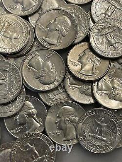 1964 P & D Washington Quarter 90% Silver Full Roll 40 Coins 90% Silver